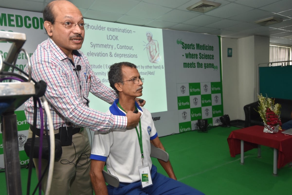 Shoulder examination technique demonstration