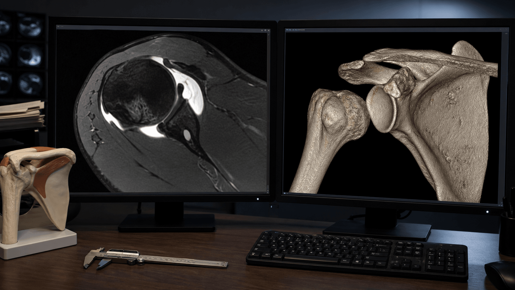 Radiology workstation with shoulder MR arthrogram and three-dimensional glenoid reconstruction