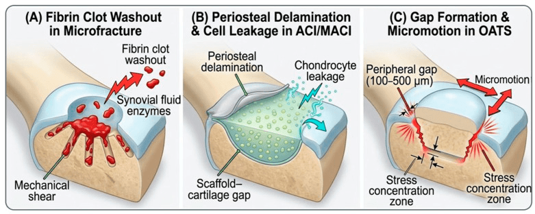 Failure mechanisms across microfracture ACI-MACI and osteochondral grafting
