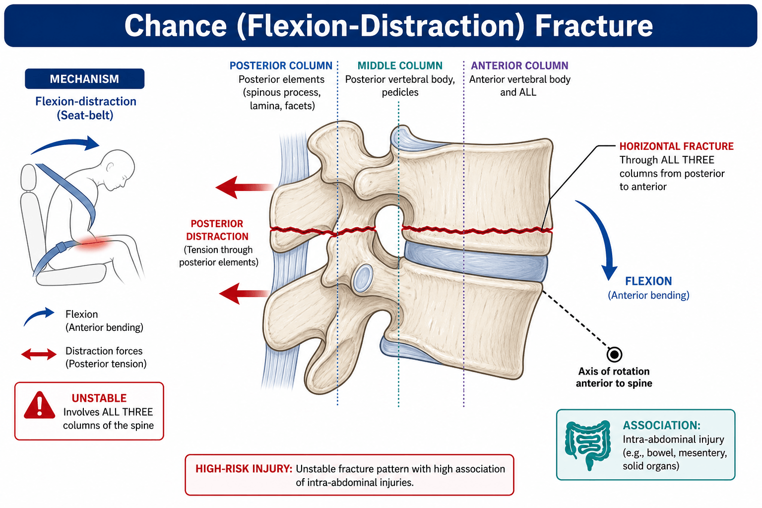 Chance flexion-distraction fracture diagram