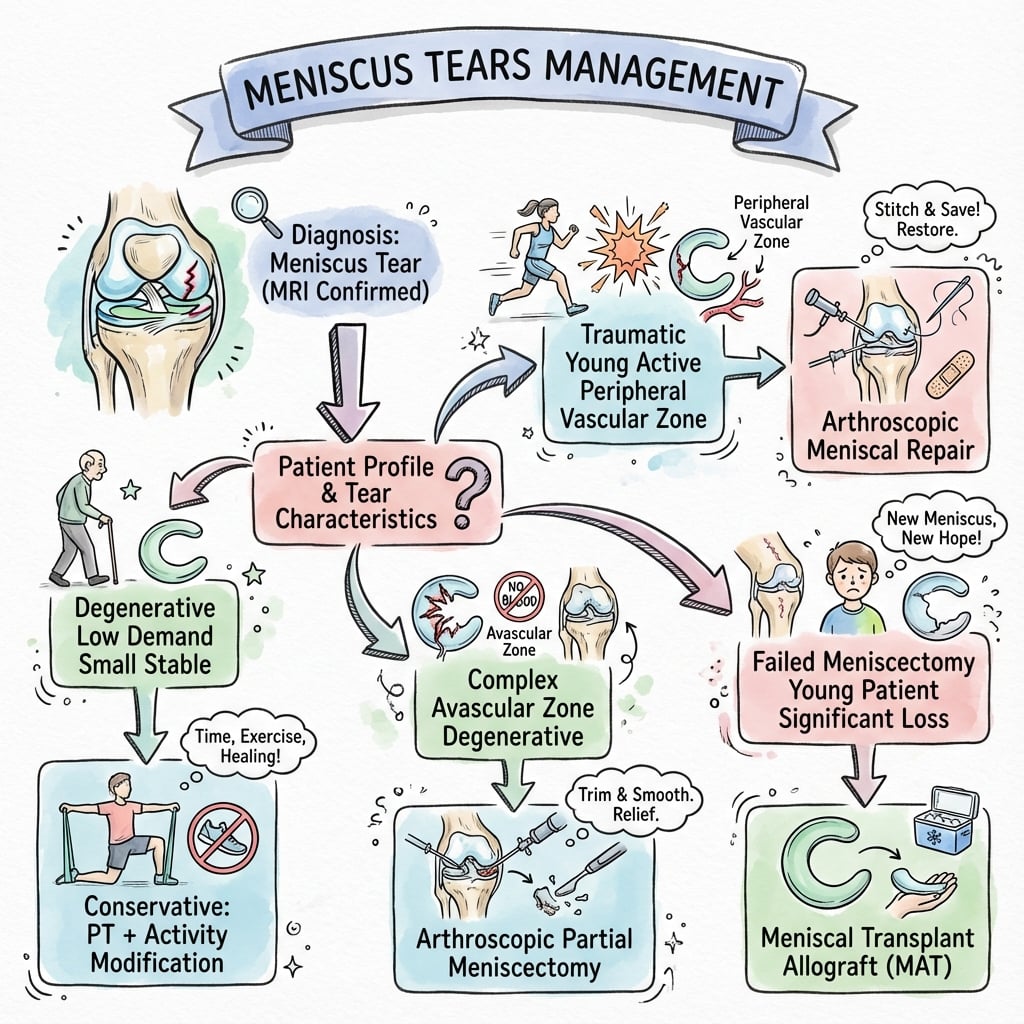meniscus tears management algorithm