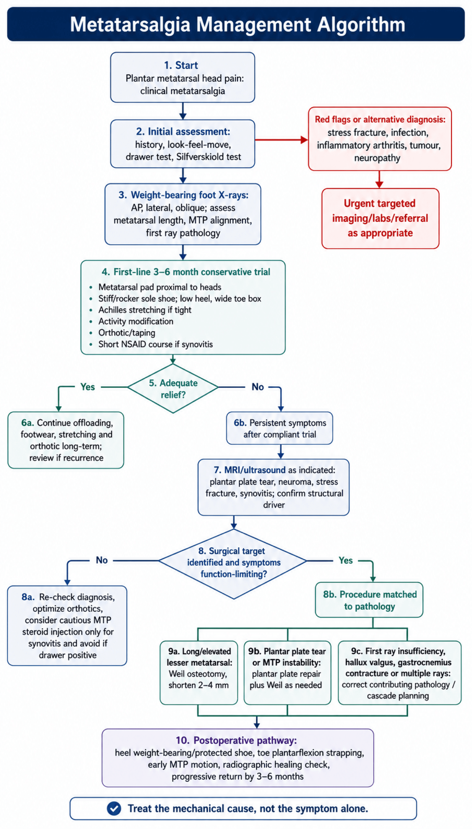 Flowchart: management algorithm for metatarsalgia.