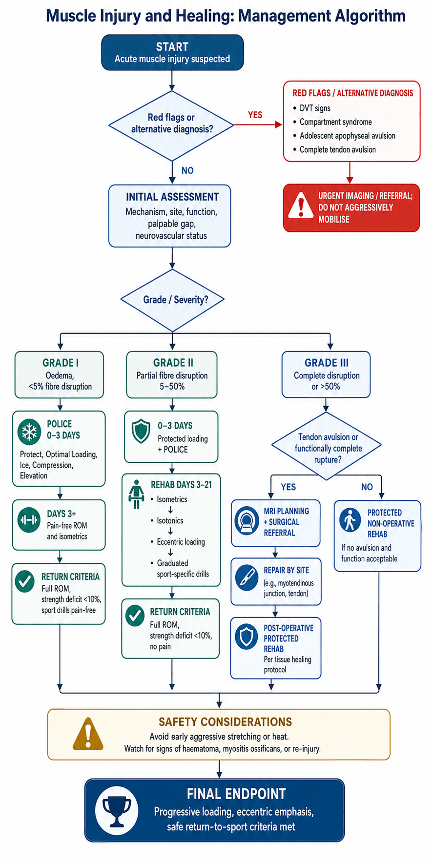 Management algorithm for Muscle Injury Healing