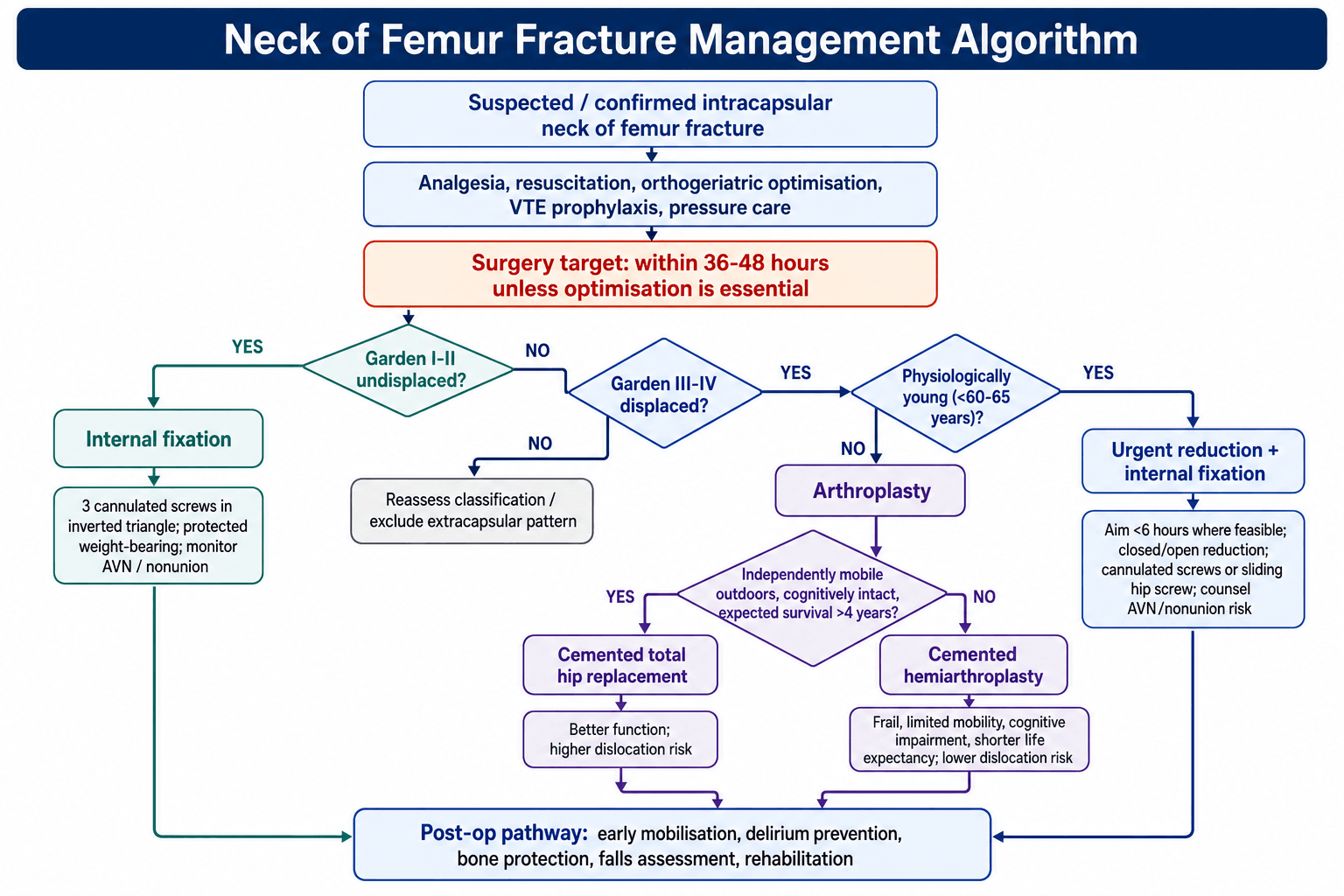 Neck of Femur (NOF) Fracture Management Algorithm Flowchart