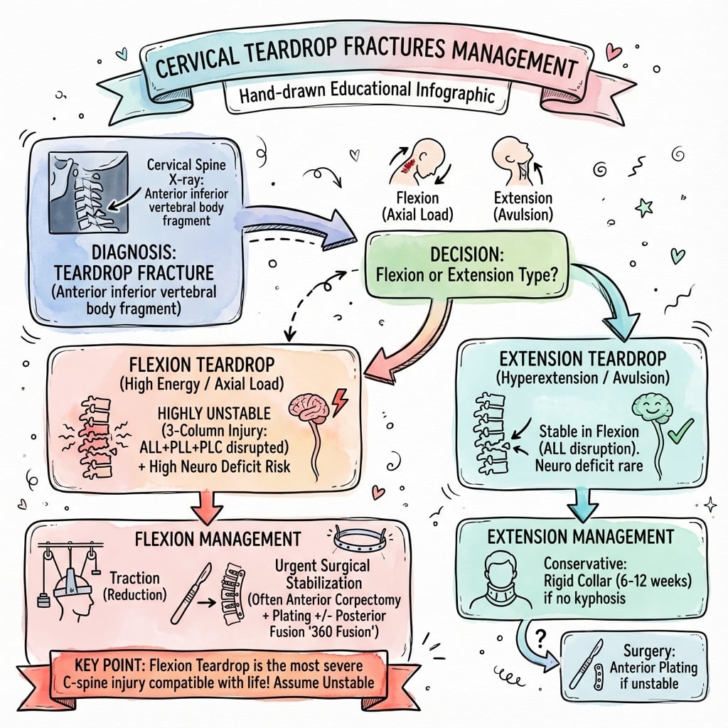 teardrop fractures management algorithm
