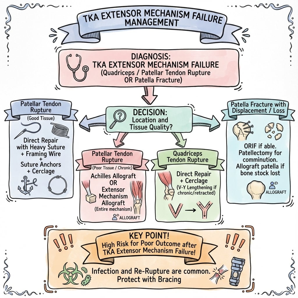 tka extensor mechanism failure management algorithm