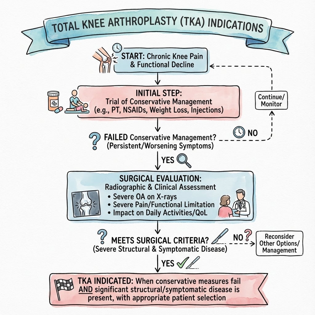 Management algorithm for Total Knee Arthroplasty Indications