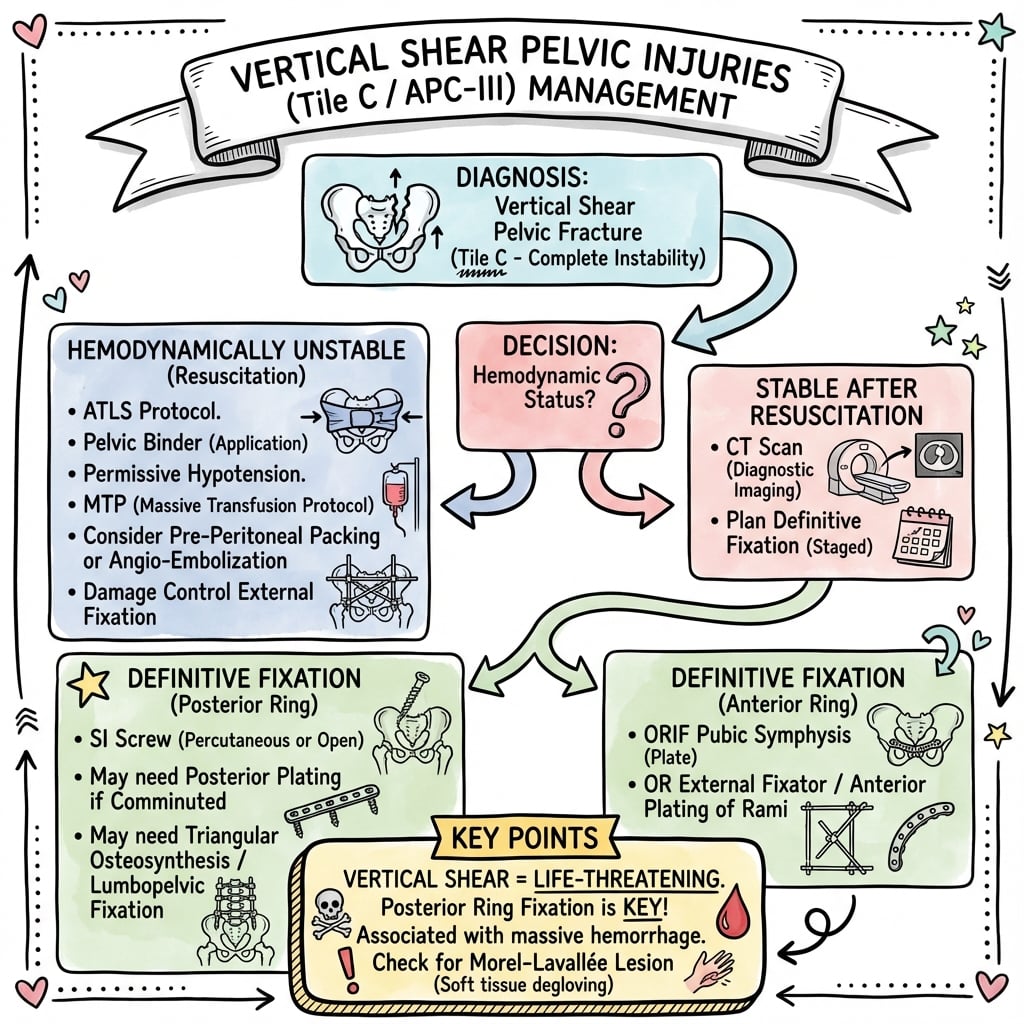 vertical shear injuries management algorithm
