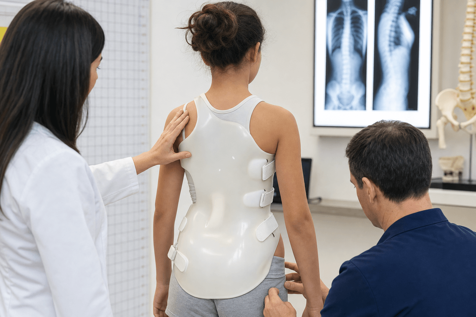 TLSO brace fitting in an adolescent scoliosis clinic