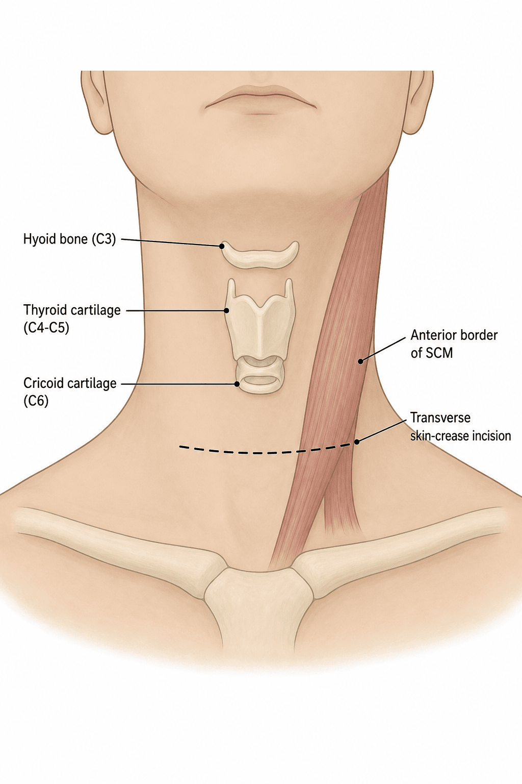 Surface landmarks of the anterior neck for level selection in the anterior cervical approach
