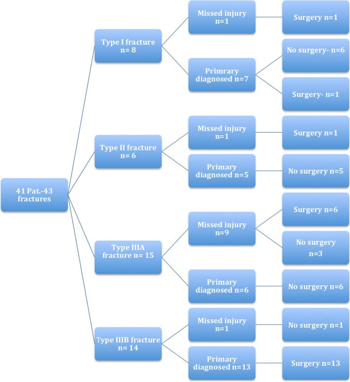 Schematic presentation of Degan classification types and treatment algorithms
