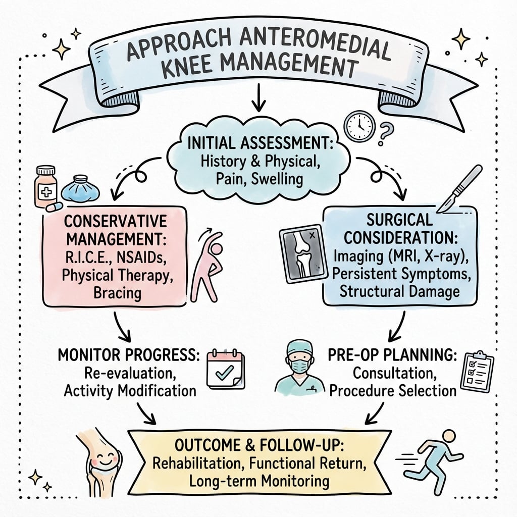 Management algorithm for Approach Anteromedial Knee