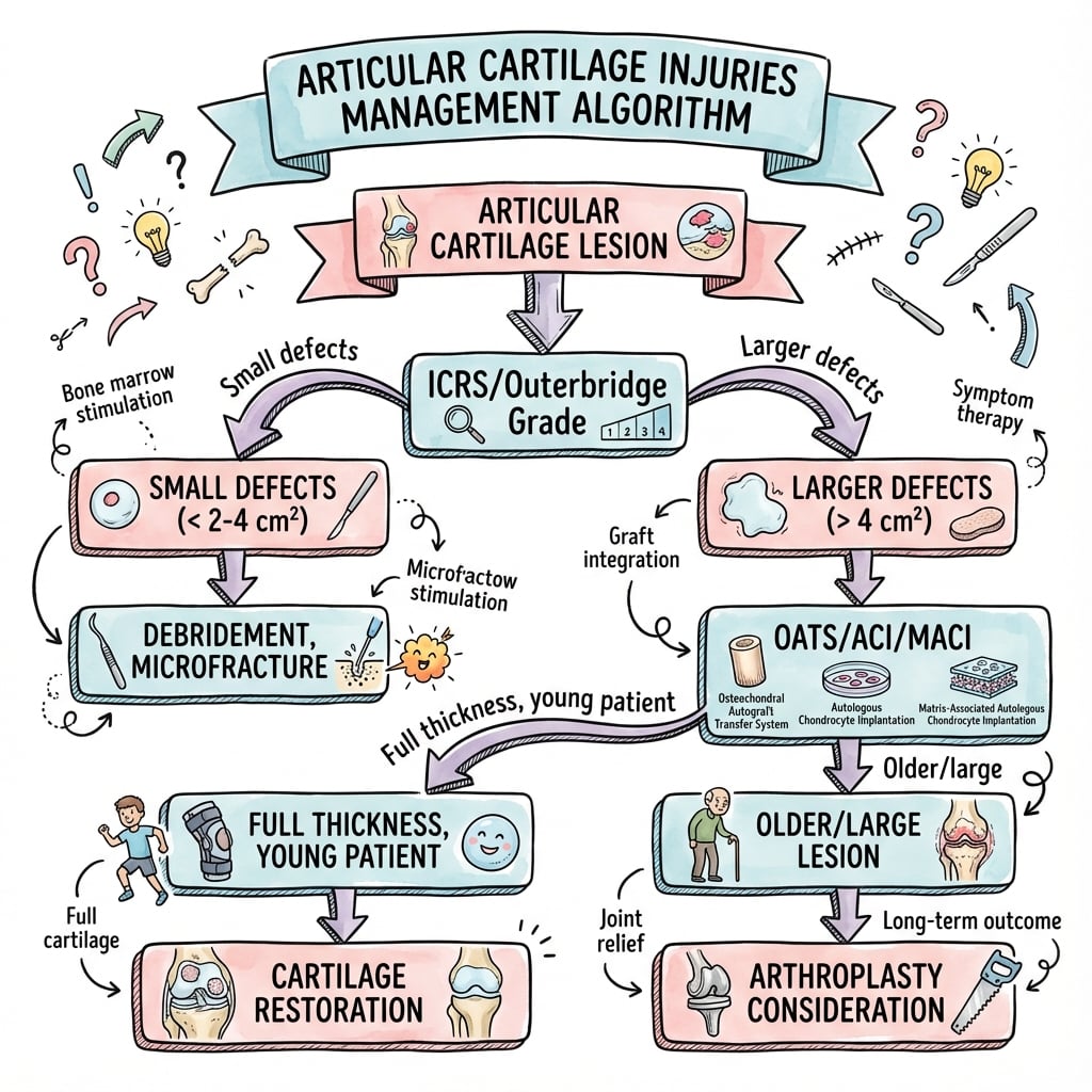 Articular cartilage injuries management algorithm flowchart