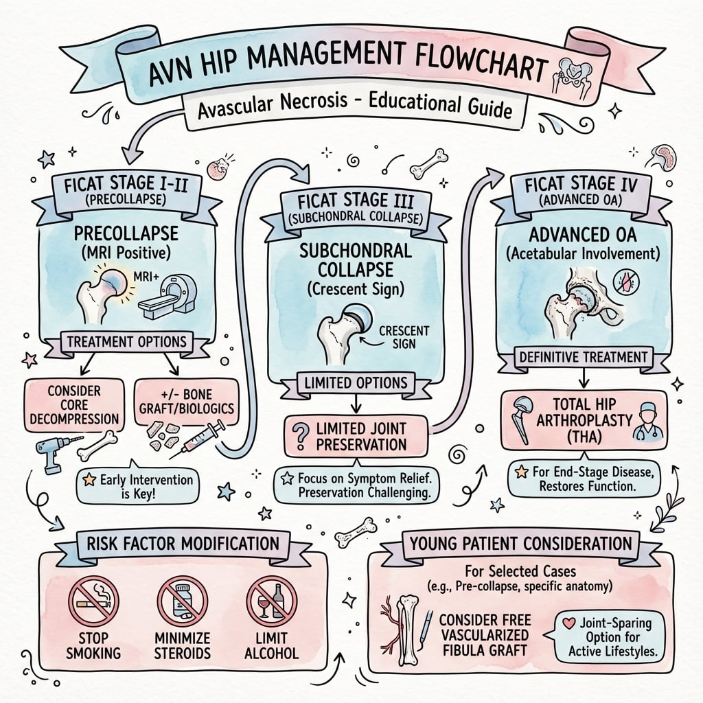 Avascular necrosis of hip management algorithm flowchart