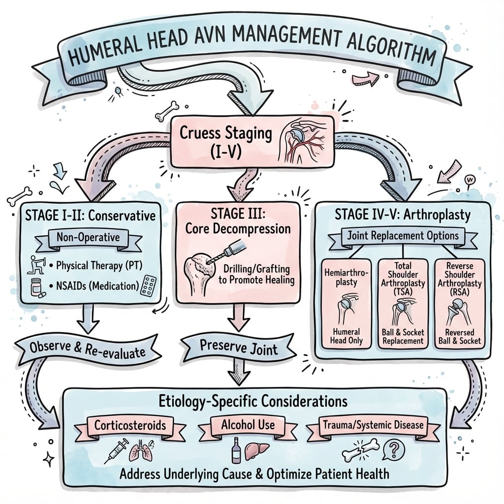 AVN humeral head management algorithm flowchart