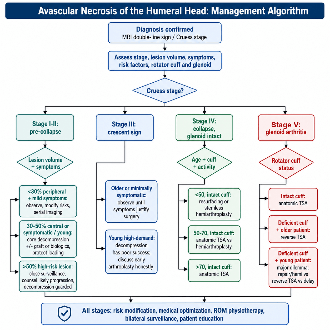 AVN humeral head management algorithm flowchart
