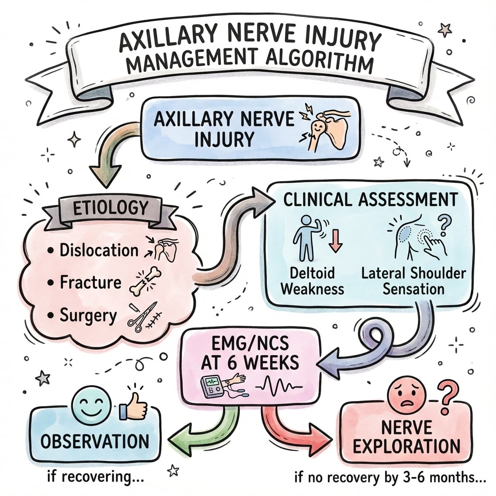 Axillary nerve injury management algorithm flowchart
