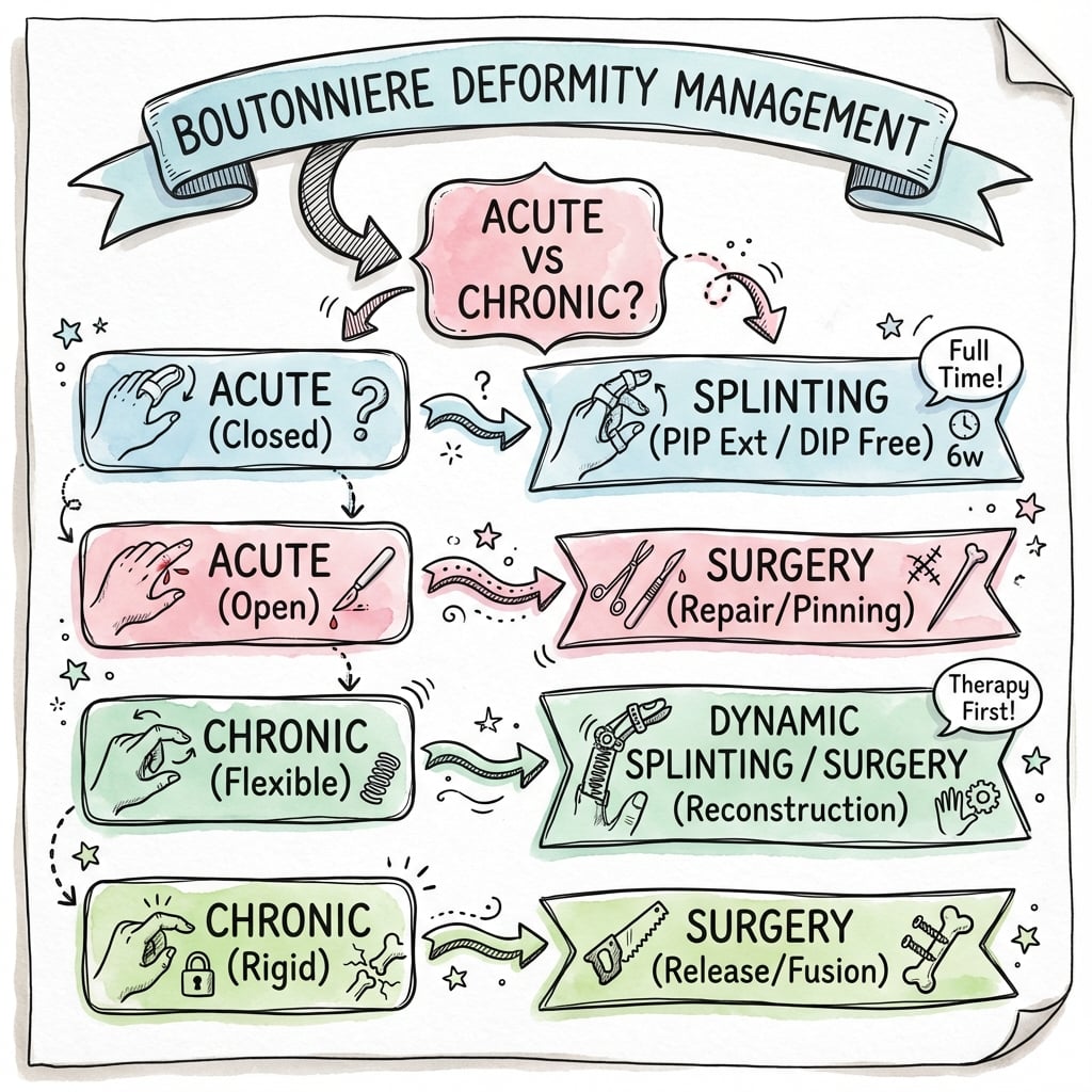 boutonniere deformity management algorithm