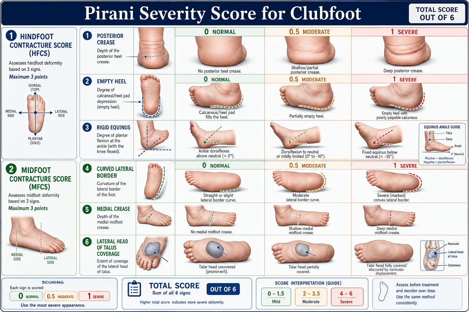 Pirani severity score for clubfoot