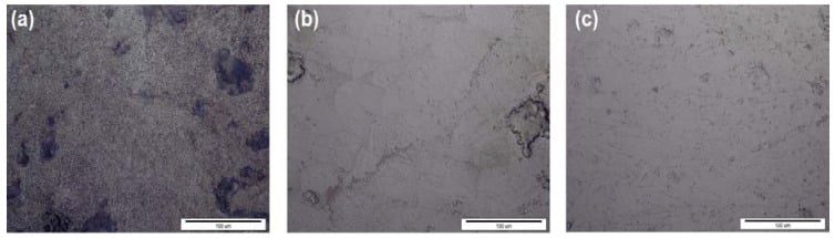 Etched CoCr microstructures produced by three laser powder-bed systems