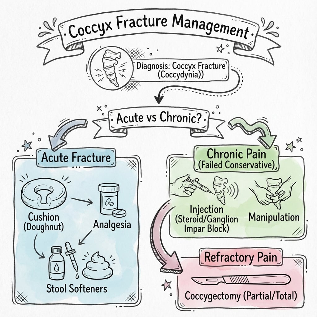 coccyx fractures management algorithm
