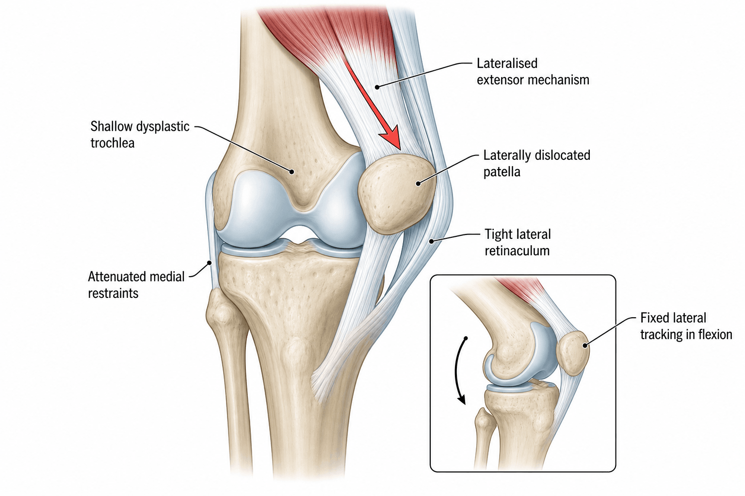 Congenital lateral patellar dislocation: fixed lateral position with valgus