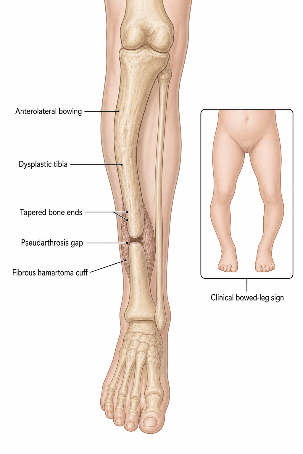 Congenital pseudarthrosis of the tibia: anterolateral bowing progressing to fracture and non-union