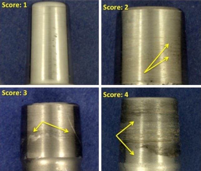 Retrieval examples graded for fretting and corrosion with ceramic femoral heads