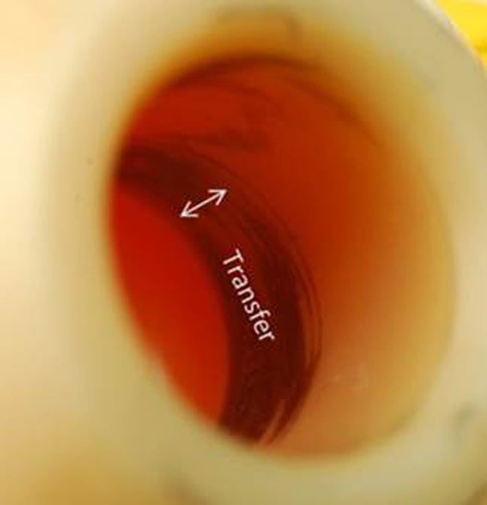 Metal transfer at the proximal region of a ceramic head taper