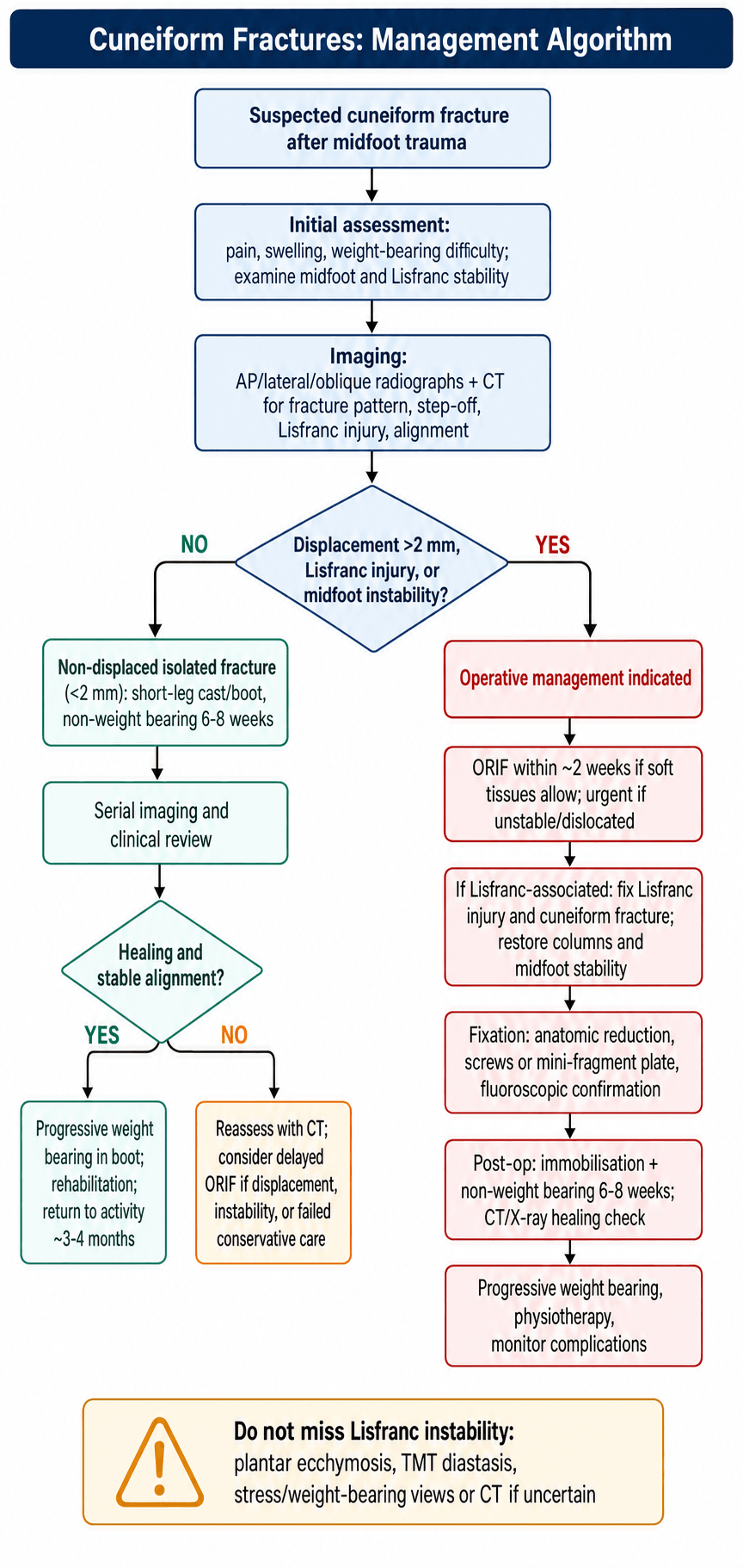 cuneiform fractures management algorithm