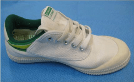 White canvas control shoe from a diabetic-foot footwear study