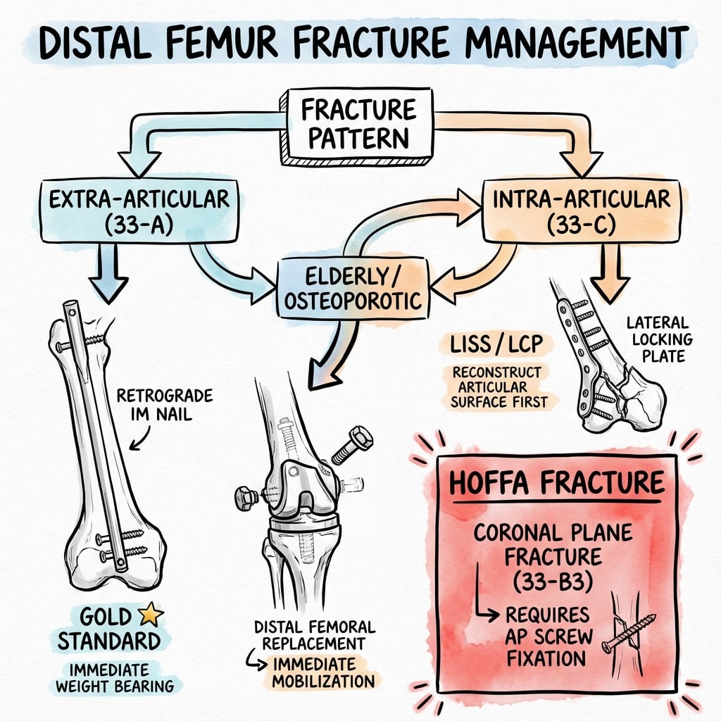 Distal Femur Fracture Management Algorithm Sketchnote