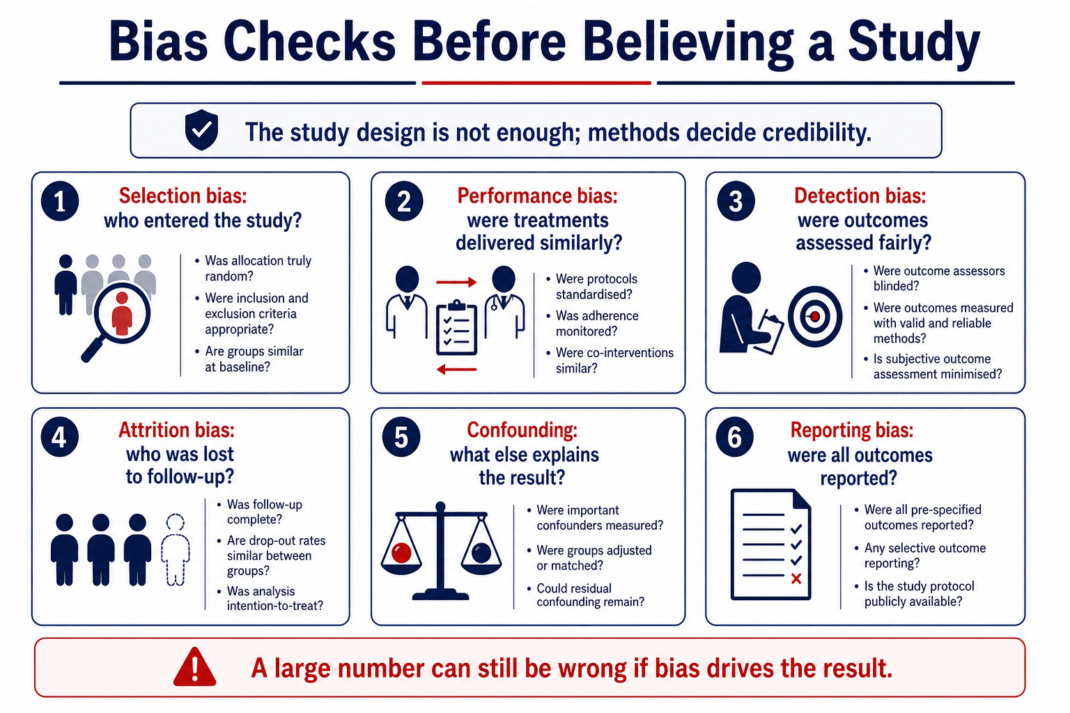 Bias checks before believing a study