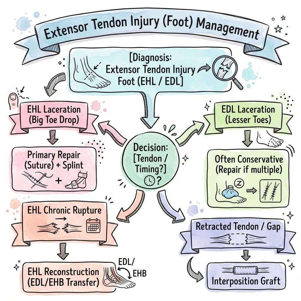 extensor tendon injuries foot management algorithm