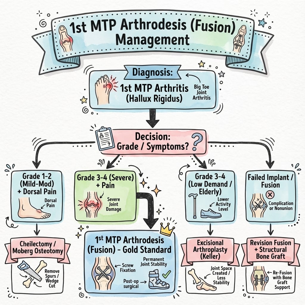first mtp arthrodesis management algorithm