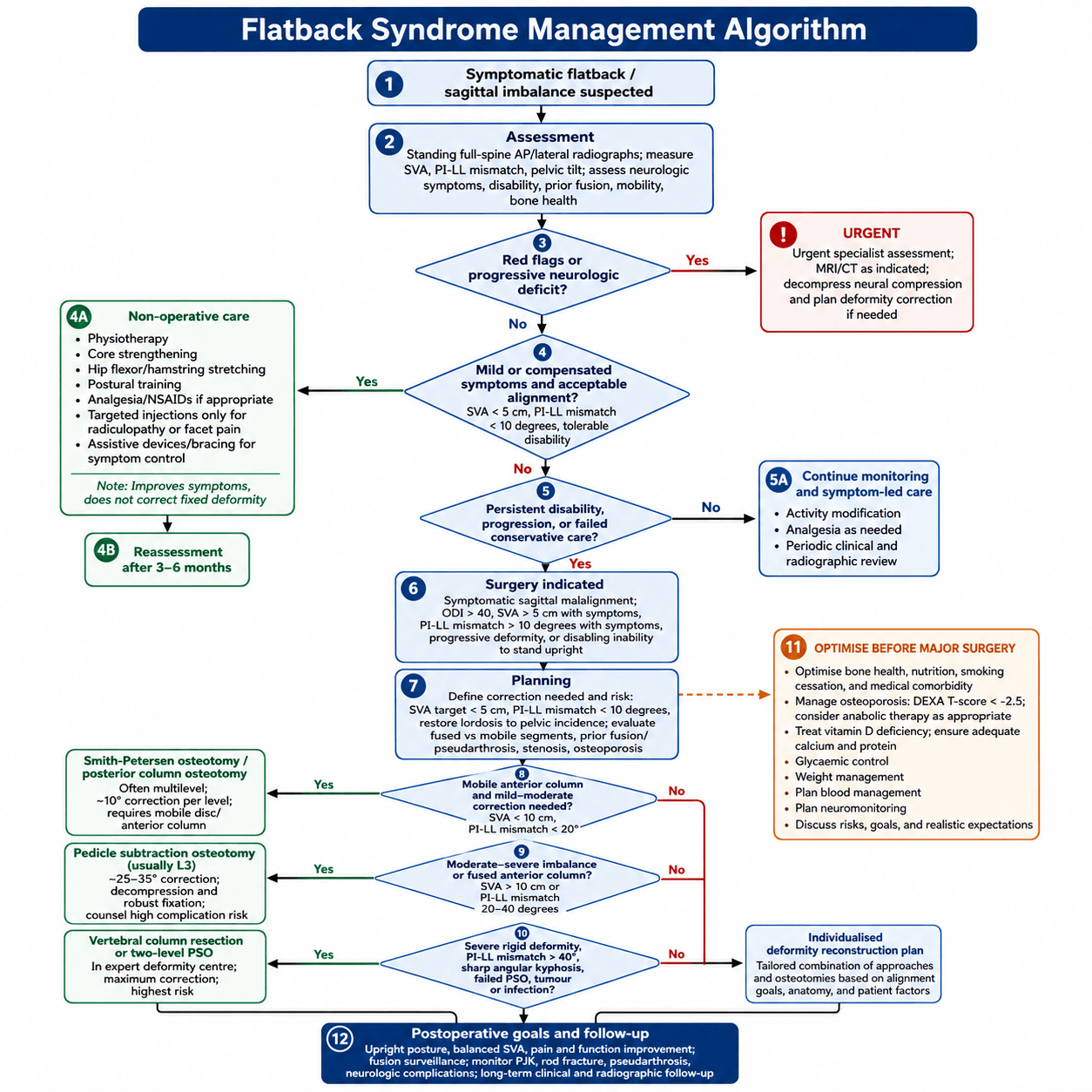 Flowchart: management algorithm for flatback syndrome.