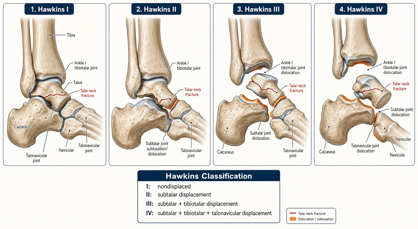 Hawkins Classification of Talar Neck Fractures