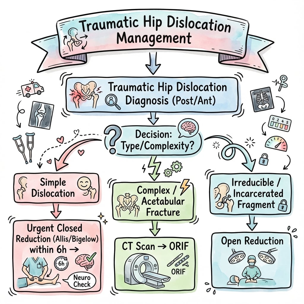 Flowchart for Hip Dislocation Management