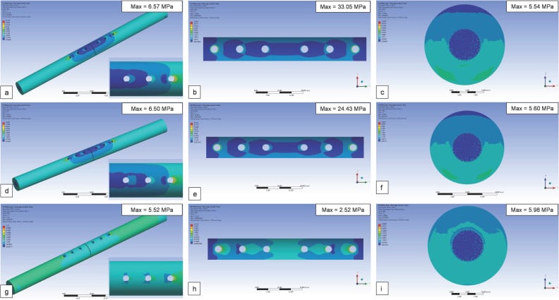 Finite-element stress maps of bone, plate and callus constructs using steel, titanium alloy and carbon-fibre-reinforced PEEK plates.