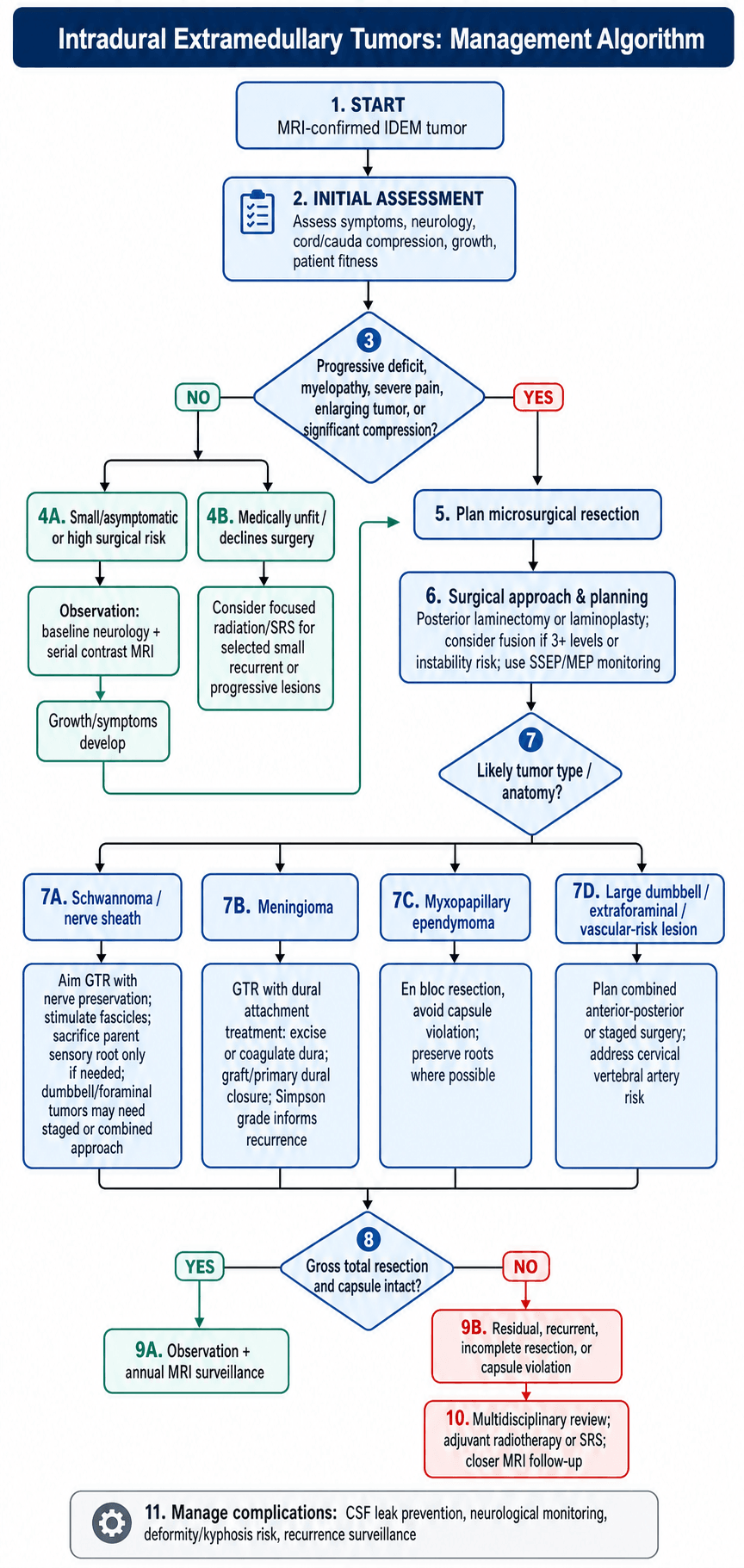 Management algorithm for Intradural Extramedullary Tumors