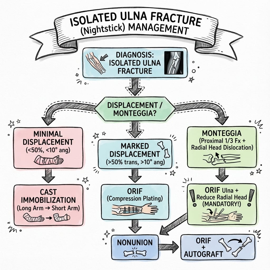 isolated ulna fractures management algorithm