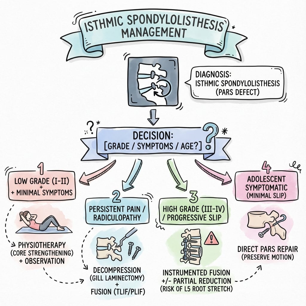 isthmic spondylolisthesis management algorithm