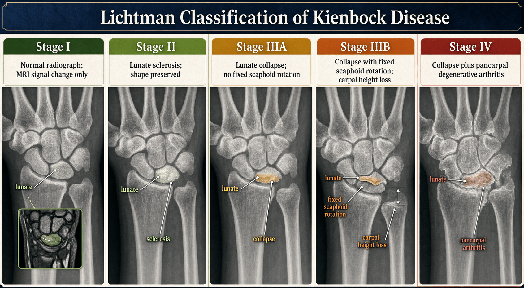 Lichtman classification of Kienbock disease