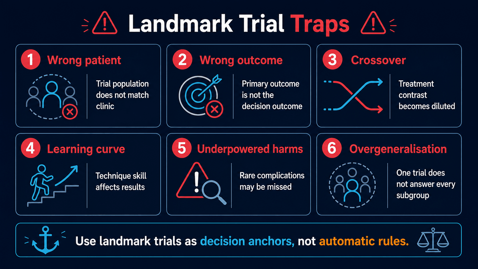 Common traps when applying landmark orthopaedic trials