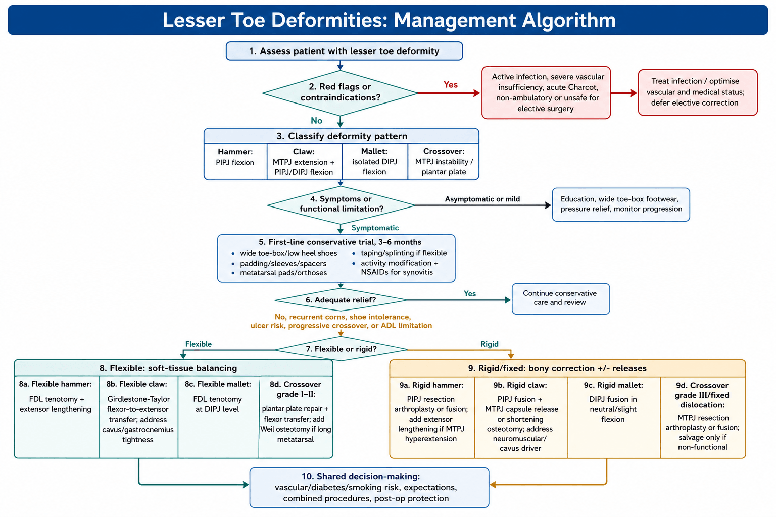 lesser toe deformities management algorithm