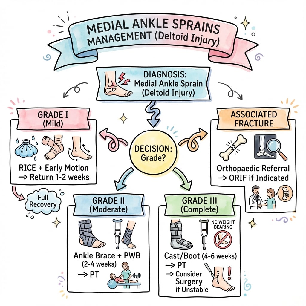 medial ankle sprains management algorithm