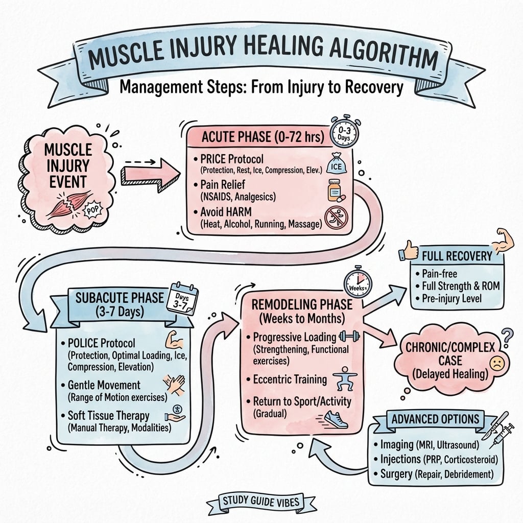 Management algorithm for Muscle Injury Healing
