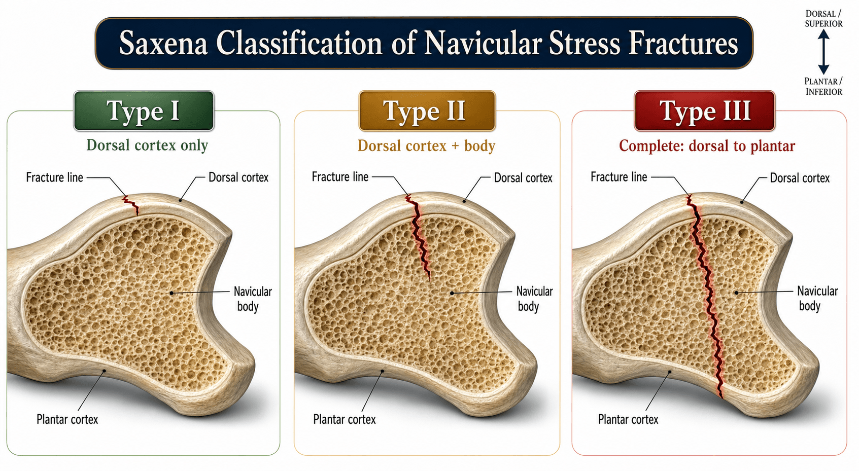 Saxena classification of navicular stress fractures