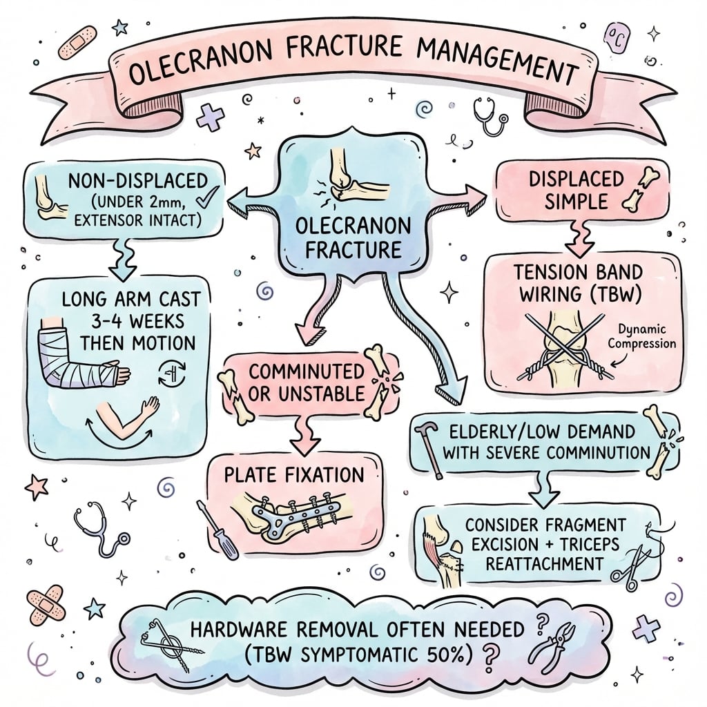 Management algorithm for olecranon fractures