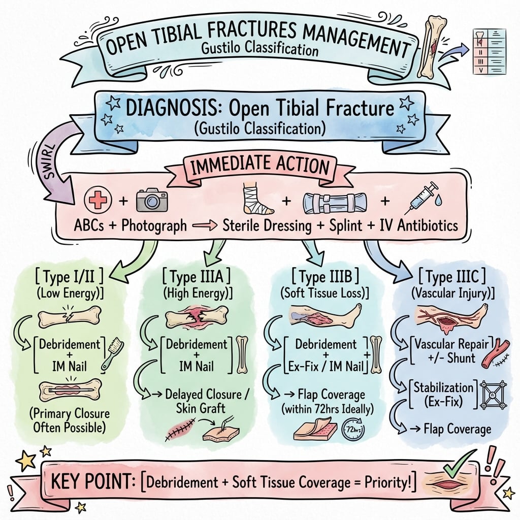 open tibial fractures management algorithm